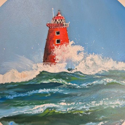 Storm Bram at Poolbeg Lighthouse | Oil Painting on canvas
