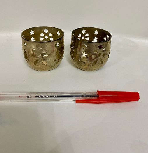 Gold Colored Metal Christmas Holiday Candle Holder
