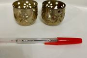 Vintage Gold Colored Metal Christmas Holiday Candle Holder
