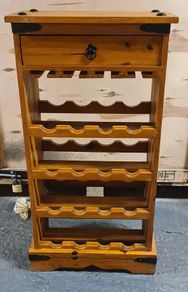 Solid Wooden Wine Rack Cabinet with Drawer and Glass Holders