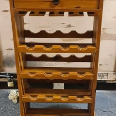 Solid Wooden Wine Rack Cabinet with Drawer and Glass Holders