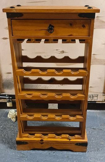 Solid Wooden Wine Rack Cabinet with Drawer and Glass Holders