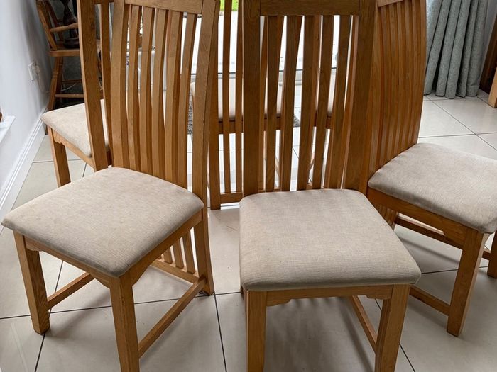 6 Solid Oak Dining Chairs