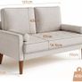 2-seater sofa, 121 cm, modern 2-seater couch with 2 throw cushions, small fabric sofa with armrests, buttoned seat cushions, guest sofa for living room/apartment/office, beige-grey Image 2