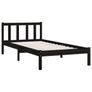 Bed Frame without Mattress Black Solid Wood Small Single Image 2