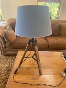 Wooden Tripod Table Lamps x 2