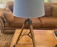 Wooden Tripod Table Lamps x 2