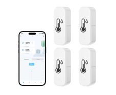 GAOEEIN Smart WiFi Thermometer Hygrometer, Wireless Indoor Outdoor Temperature and Humidity Sensor with Remote App Notification Alarm with Alexa Google Home (4 Pack)