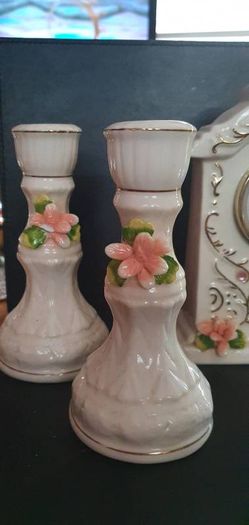 Clock and matching Candlestick Set
