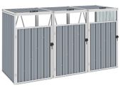 Triple Garbage Bin Shed Grey 213x81x121 cm Steel