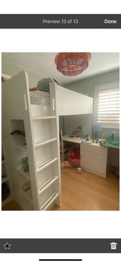 Smastad loft bed, wardrobe, drawers and desk