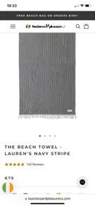 New oversized 100% cotton Lauren navy stripe beach towel by business and pleasure
