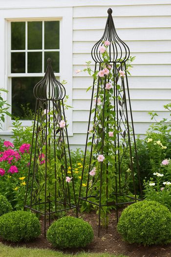 French Style Rose Obelisks Set of 2