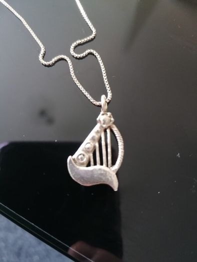 Italian silver /harp necklace 925.