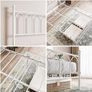 Double Metal Bed Frame 135 x 190 cm with Headboard and Footboard Heavy Duty Foundation,Metal Slat Support,White, Image 3