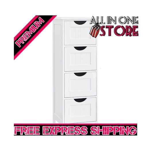 Bathroom Floor Storage Cabinet, Bathroom Storage Unit with 4 Drawers, Bathroom Cabinet Freestanding, 30 x 30 x 82 cm, for Living Room, Dining Room, Kitchen, Modern Style (FREE SHIPPING)