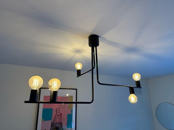 Modern Black 5-Light Industrial Ceiling Pendant - Vintage LED Bulbs