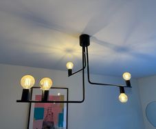 Modern Black 5-Light Industrial Ceiling Pendant - Vintage LED Bulbs