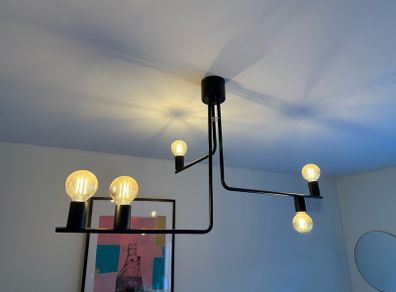 Modern Black 5-Light Industrial Ceiling Pendant - Vintage LED Bulbs