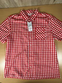 New Mens Lee Cooper Red White Shirt Short Sleeve - 2XL