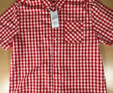 New Mens Lee Cooper Red White Shirt Short Sleeve - 2XL