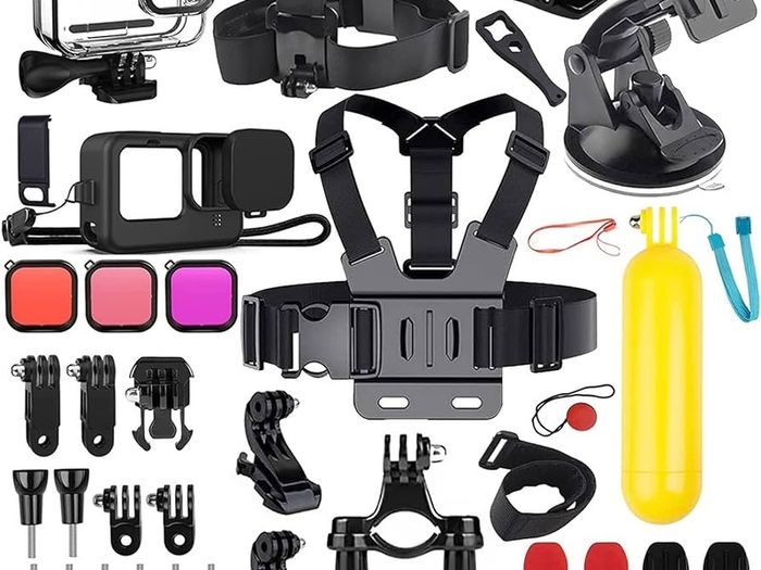 NEW SALE | 52 IN 1 Accessories Kit compatible with GoPro HERO 11/10/9 Black, Waterproof Housing+Filters +Silicone Case Kit+Head Chest Strap+Suction Cup