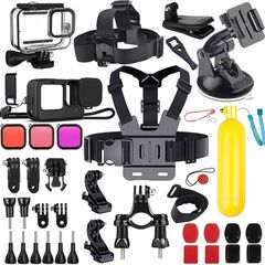 NEW SALE | 52 IN 1 Accessories Kit compatible with GoPro HERO 11/10/9 Black, Waterproof Housing+Filters +Silicone Case Kit+Head Chest Strap+Suction Cup