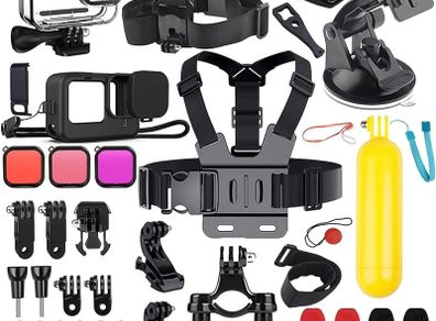 NEW SALE | 52 IN 1 Accessories Kit compatible with GoPro HERO 11/10/9 Black, Waterproof Housing+Filters +Silicone Case Kit+Head Chest Strap+Suction Cup