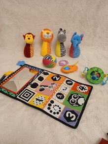 Baby toys skittles with sounds busy board with mirror  ball rattles