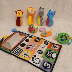 Baby toys skittles with sounds busy board with mirror  ball rattles