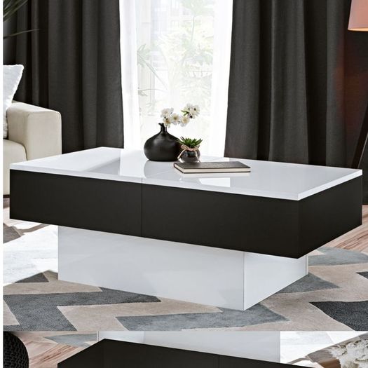 Extendable Slide Coffee Table Extendable Slide table Black Matte White Gloss Coffee Table Extendable Top