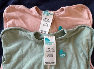 2 pieces of Baby Sleep Bags Love To Dream Swaddle UP Small 3.5-6 kg Supports Healthy Sleep Routine Machine Washable Cotton Double Zip