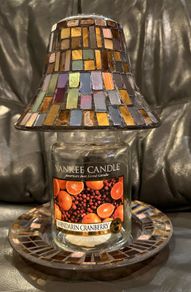Yanky Candle Accents Large Jar Topper Glass Shade and Matching Plate