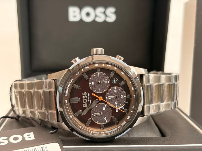 BOSS by Hugo Boss Grey Steel Olive Green Dial Solar-Chronograph Men's Watch - 1514034