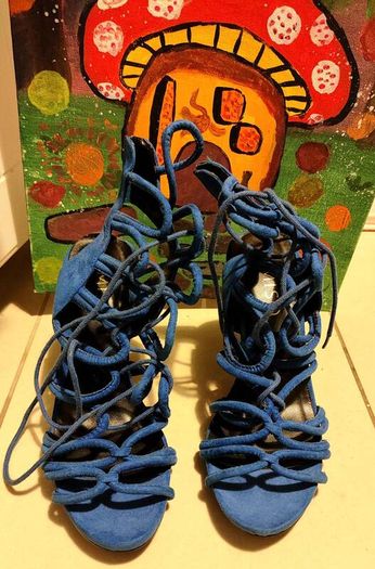 Price drop MISO Blue Rope-Lace Heeled Sandals Size UK 7 / EU 40