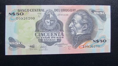 Uruguay 1989.50 Pesos banknote in very fine condition.