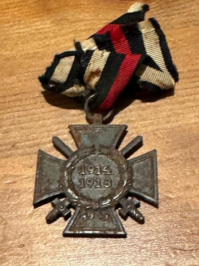 Original German WWI Hindenburg Cross with Swords - Maker Marked (R.V.)