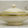 J&g Meakin Sol Ware tureen Ironstone Covered Vegetable Tureen Green White & Gold Image 2