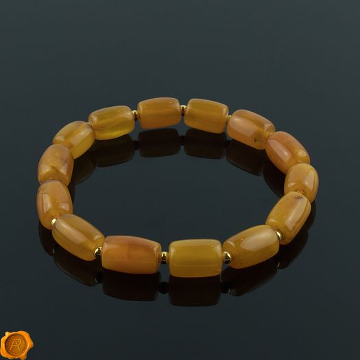 Luxury rare beeswax genuine Baltic amber beaded elastic bracelet with gold plated spacers vintage jewellery bracelet