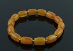 Luxury rare beeswax genuine Baltic amber beaded elastic bracelet with gold plated spacers vintage jewellery bracelet