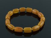 Luxury rare beeswax genuine Baltic amber beaded elastic bracelet with gold plated spacers vintage jewellery bracelet