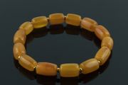 Luxury rare beeswax genuine Baltic amber beaded elastic bracelet with gold plated spacers vintage jewellery bracelet