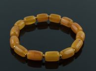 main image for ad Luxury rare beeswax genuine Baltic amber beaded elastic bracelet with gold plated spacers vintage jewellery bracelet