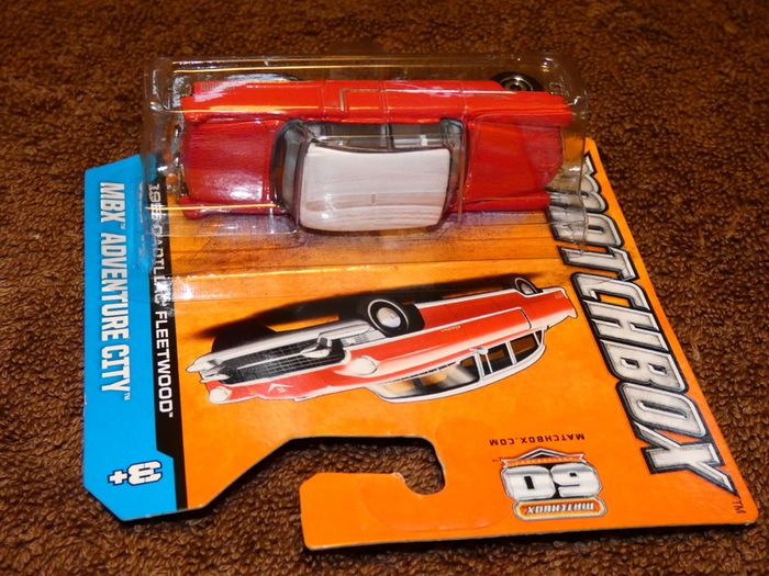 Matchbox 1955 Cadillac Fleetwood Red Body White Top 60th Anniversary Mbx Adventure City 2012