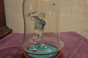 Hand Blown Glass Golfer Statue in Dome