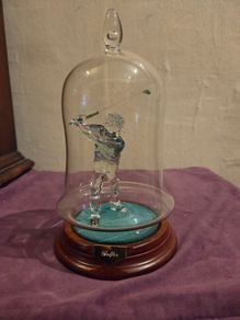 Hand Blown Glass Golfer Statue in Dome