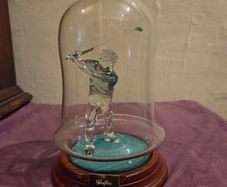 Hand Blown Glass Golfer Statue in Dome