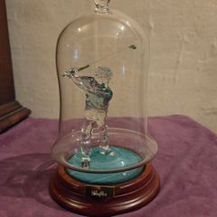Hand Blown Glass Golfer Statue in Dome