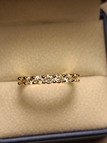 Gold Plated Sterling Silver 7 Stone Moissanite Band Ring