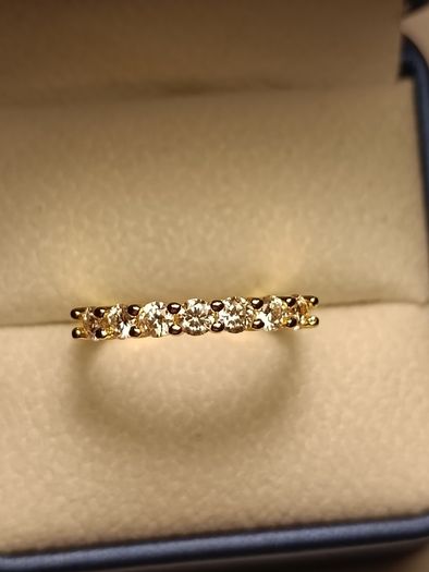 Gold Plated Sterling Silver 7 Stone Moissanite Band Ring